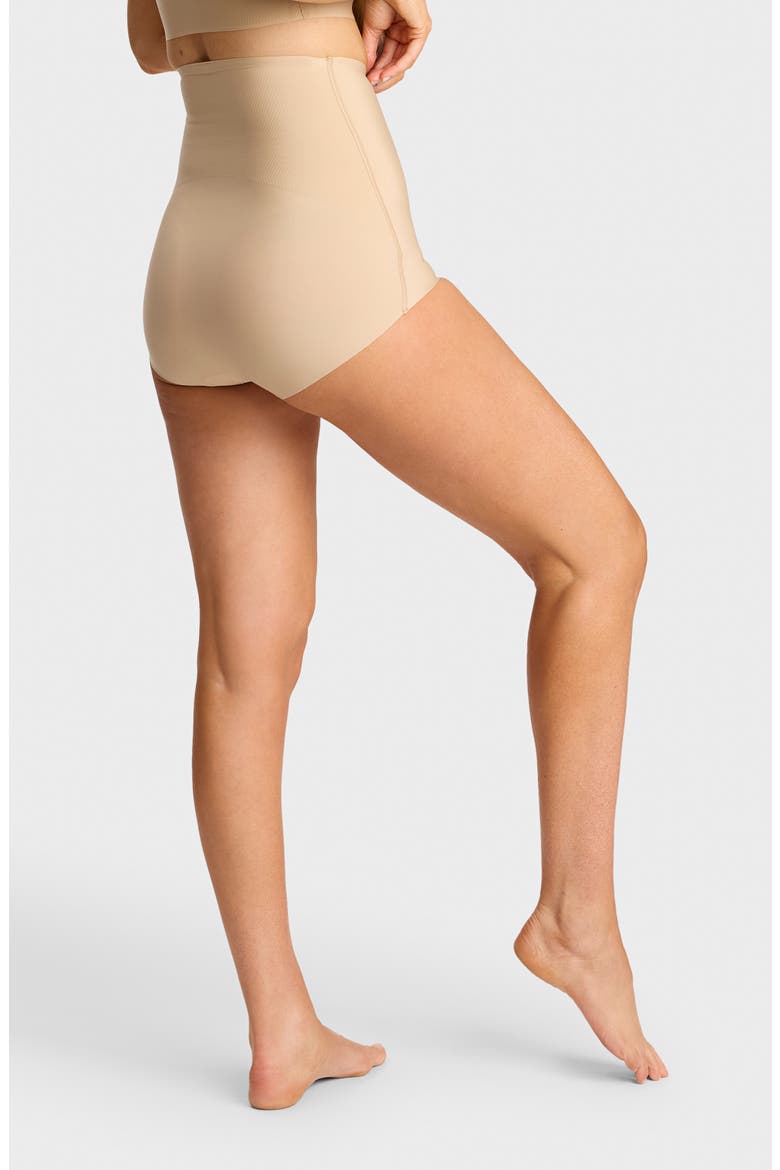 Zone Smoothing High Waist Briefs, Alternate, color, BEIGE