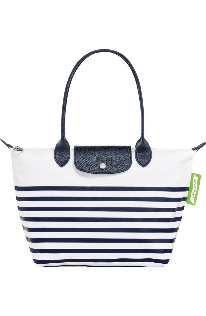 Longchamp Small Le Pliage Marinière Recycled Nylon Canvas Shoulder Tote, Main, color,