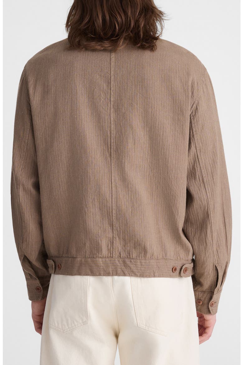 Herringbone Zip Front Cotton & Linen Jacket, Alternate, color, OLIVE