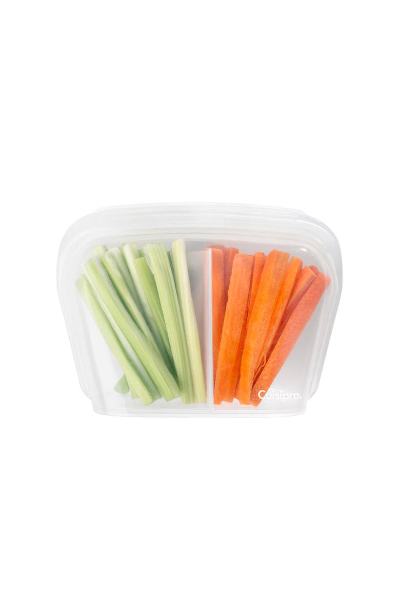 Pack-It Silicone Reusable Stand Up Storage Bag w/Divider, 1300ml/44 oz, Alternate, color, Clear