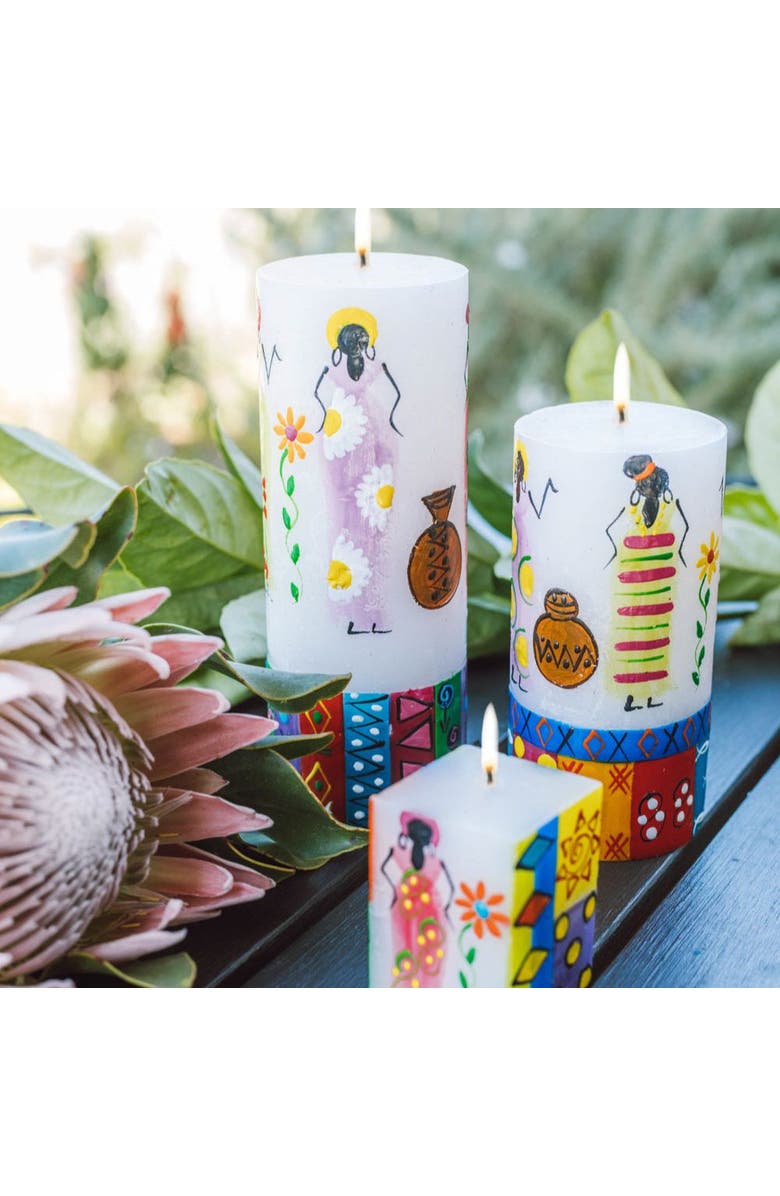 Thumbprint Artifacts African Ladies Painted Candles - Set of 2, Alternate, color, African Ladies - 9"