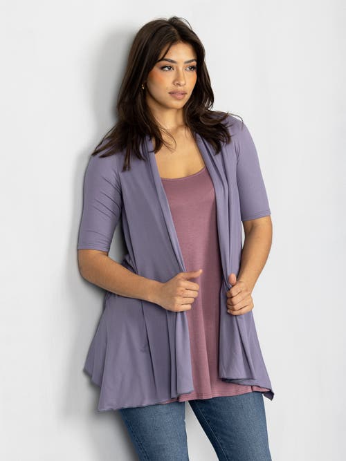24seven Comfort Apparel Plus Size Elbow Length Open Front Cardigan Sweater In Black