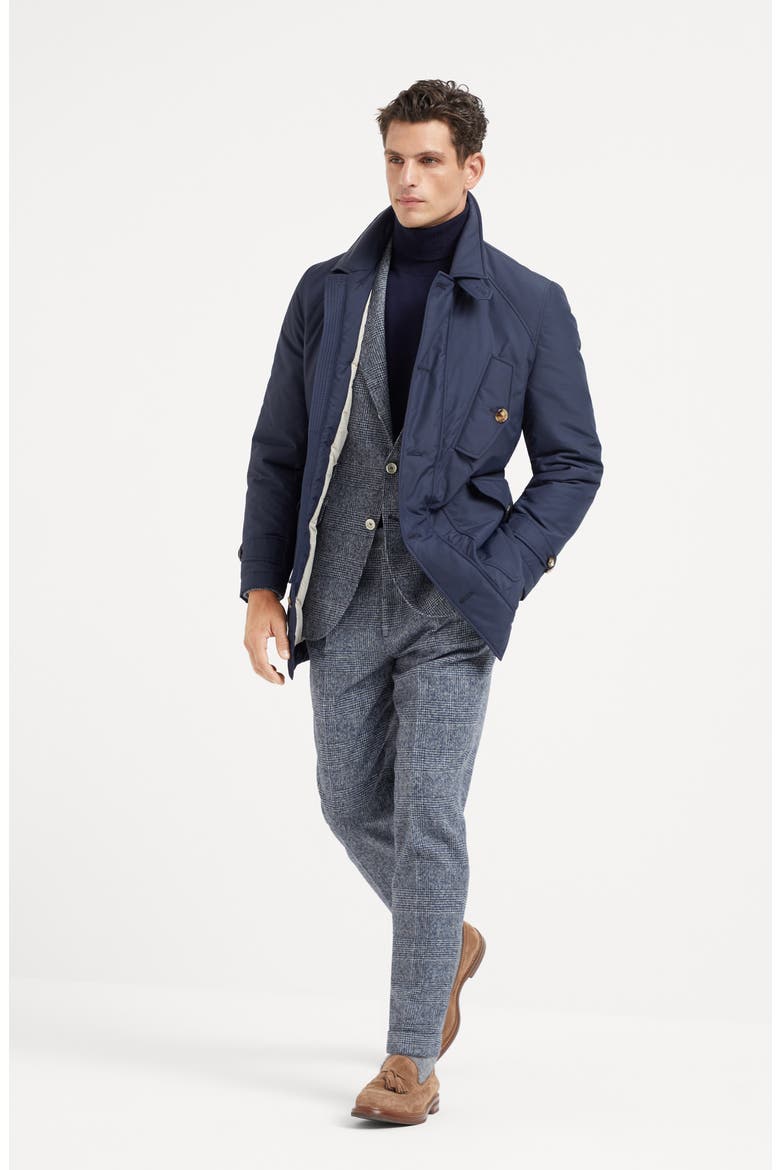 Comfort alpaca and wool Prince of Wales leisure fit trousers with pleat, Alternate, color, Denim