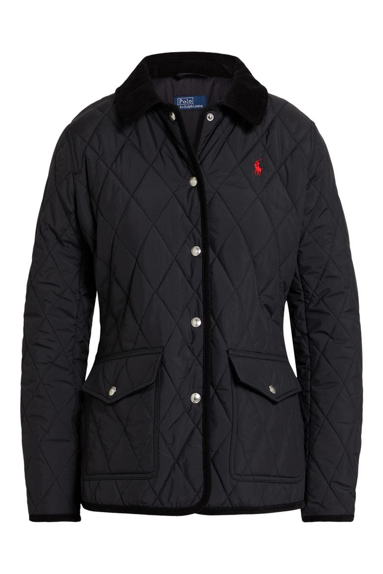 Water Repellent Quilted Barn Jacket, Main, color, POLO BLACK