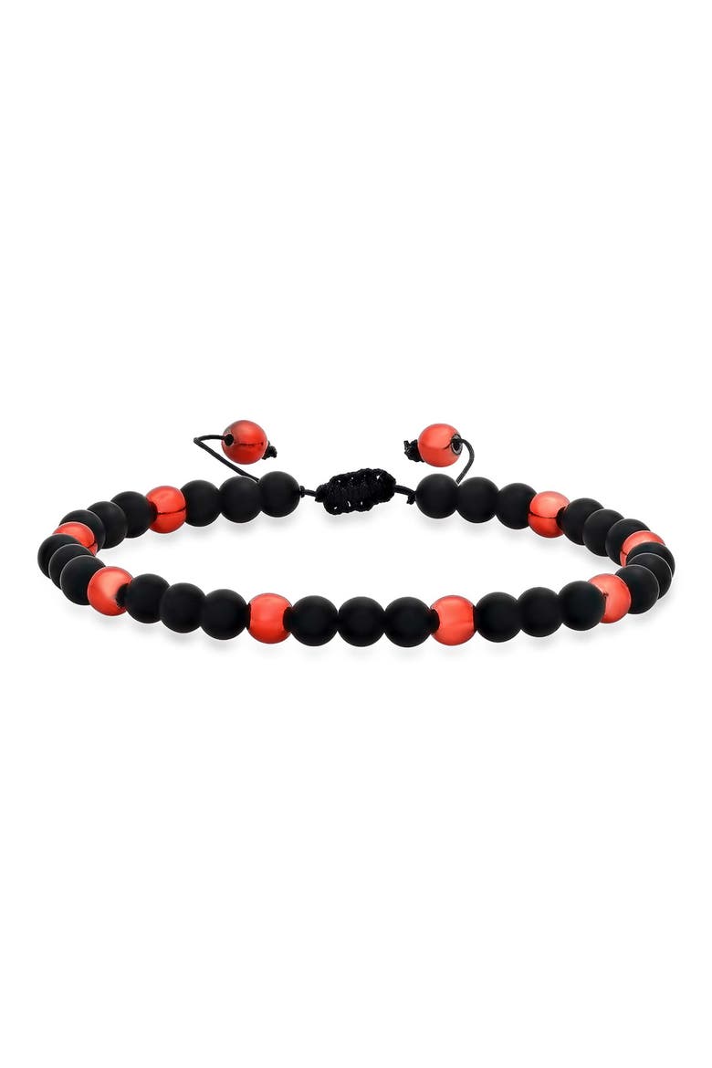 Men's Lava Bead Slider Bracelet, Main, color, BLACK/ RED