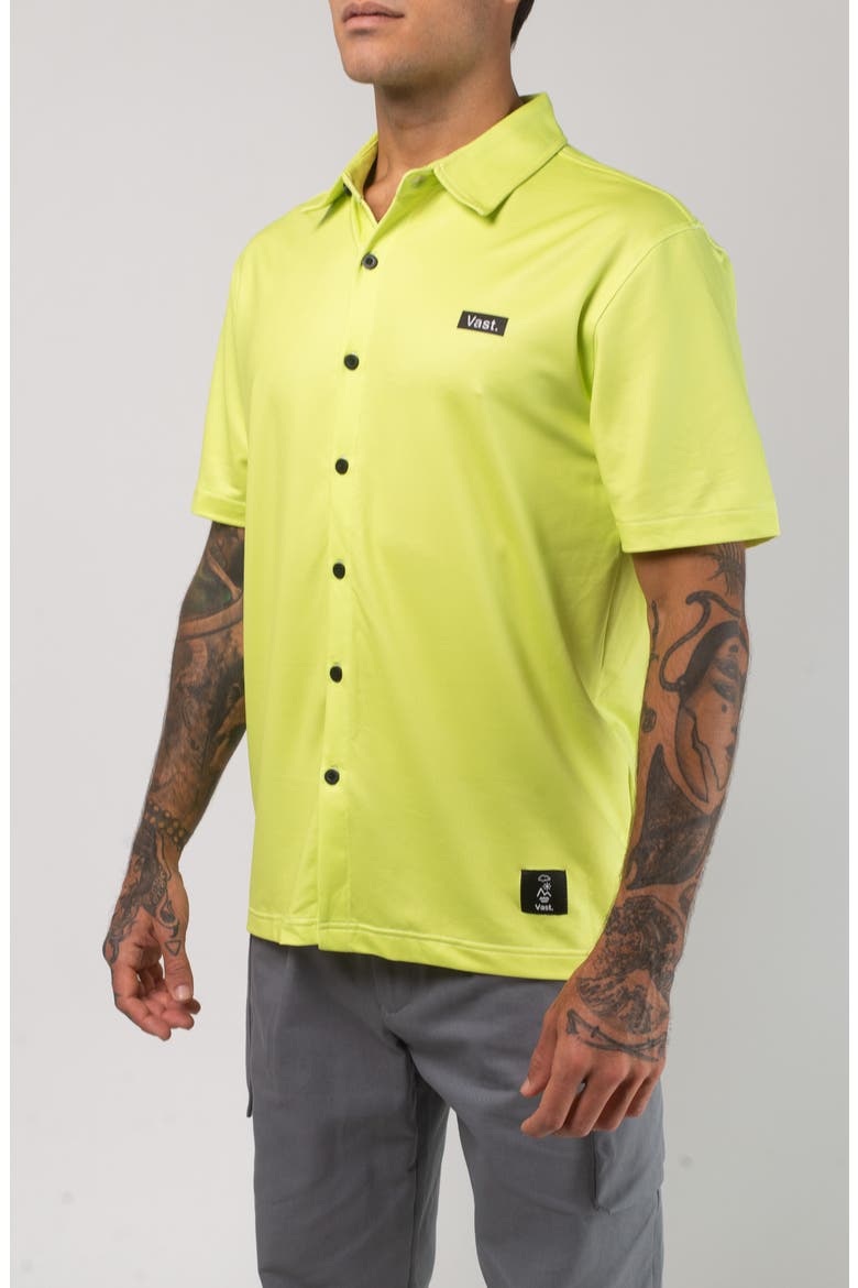 Aqua Terra Tech Short Sleeve Performance Button-Up Shirt, Alternate, color, LIME