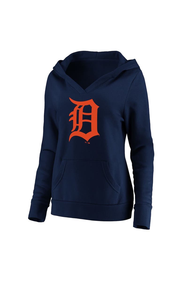 FANATICS Women's Fanatics Branded Navy Detroit Tigers Official Logo Crossover V-Neck Pullover Hoodie, Alternate, color, 