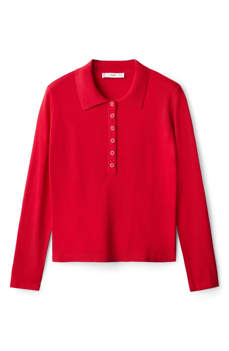 MANGO Long Sleeve Polo Sweater, Alternate, color, Red