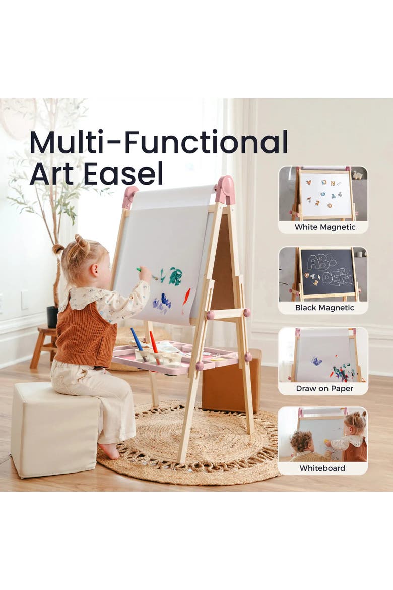 Magnitales Wooden Art Easel for Kids Exclude Drawing Paper, Alternate, color, Multicolor