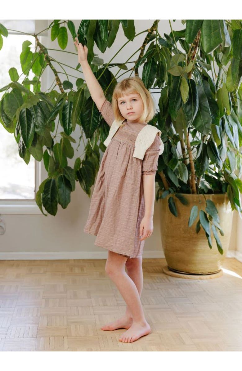 Ely
s 
Co. Looms Stitch Collection - 3/4 Smocked Linen Dress, Alternate, color, Mauve