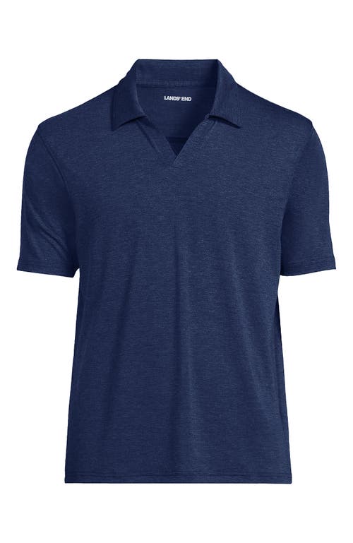 Lands' End Upf 50 Short Sleeve Johnny Collar Polo Rash Guard Shirt