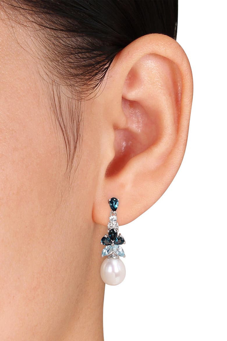 Freshwater Pearl Drop Earrings, Alternate, color, BLUE