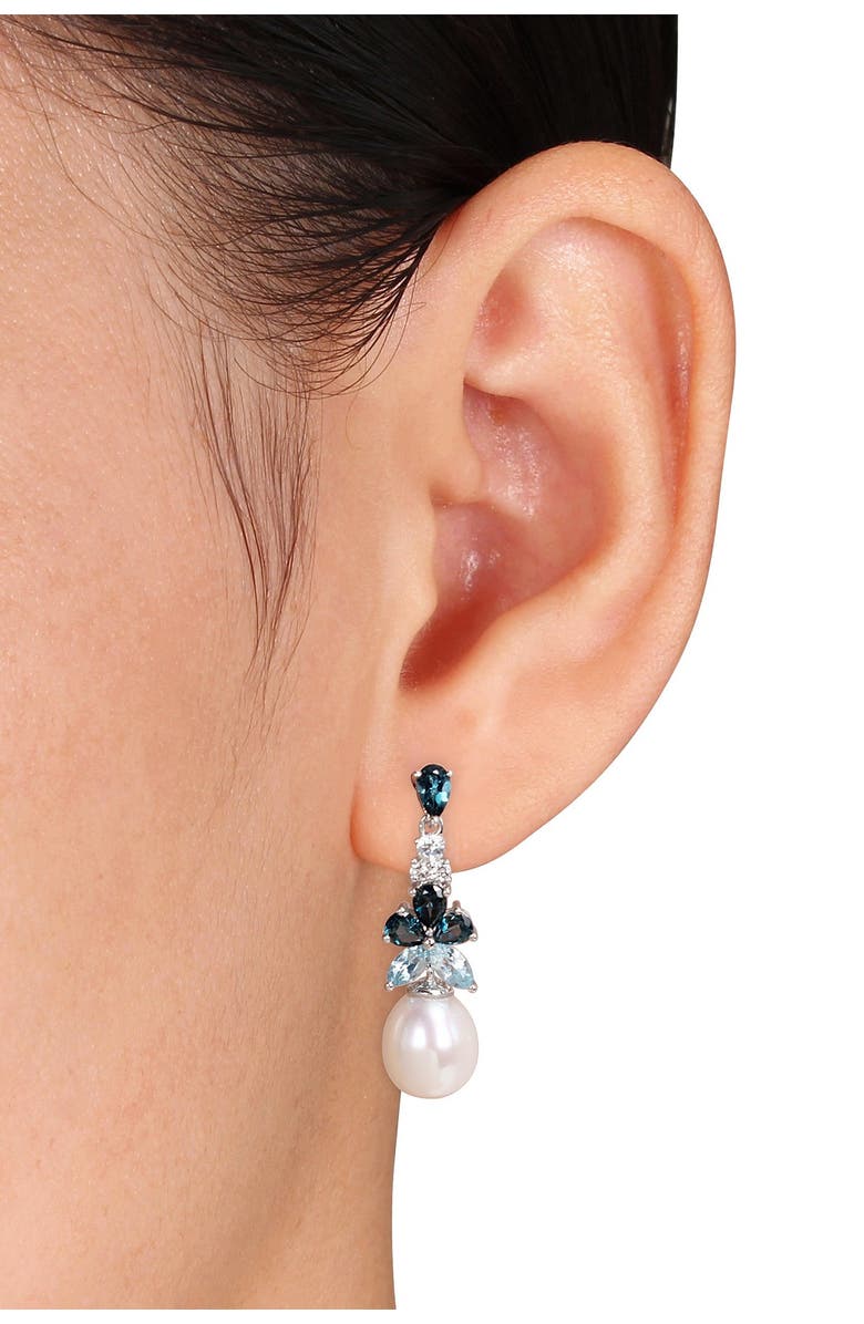DELMAR Freshwater Pearl Drop Earrings, Alternate, color, Blue