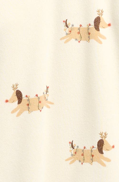 Quincy Mae Christmas Print Raglan Sleeve Romper In Neutral