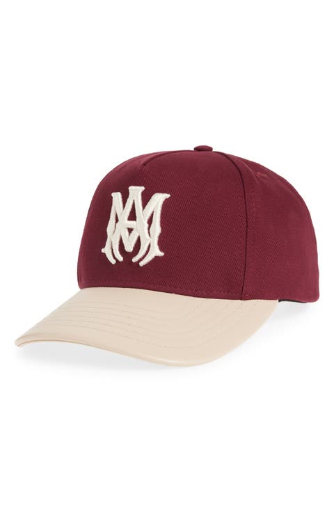 MA Two-Tone Cotton & Leather Snapback Baseball Cap