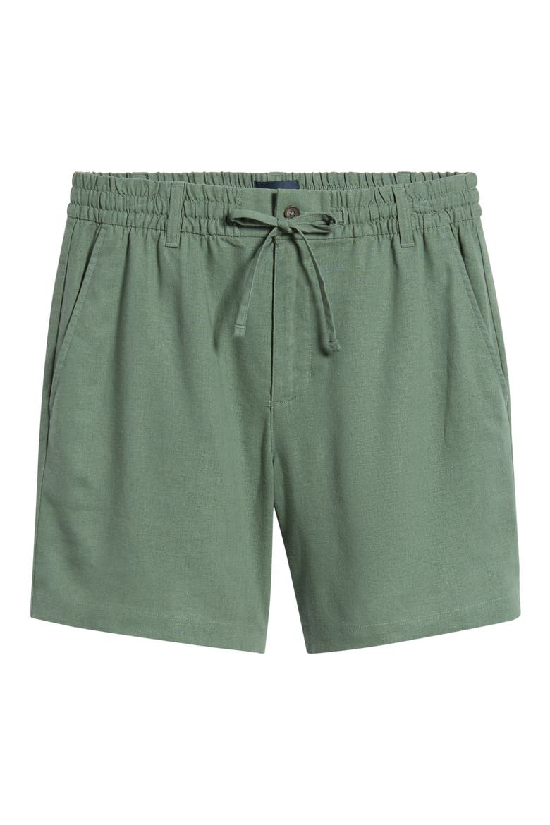 Linen Blend Drawstring Shorts, Alternate, color, CACTUS