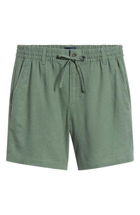 Linen Blend Drawstring Shorts
