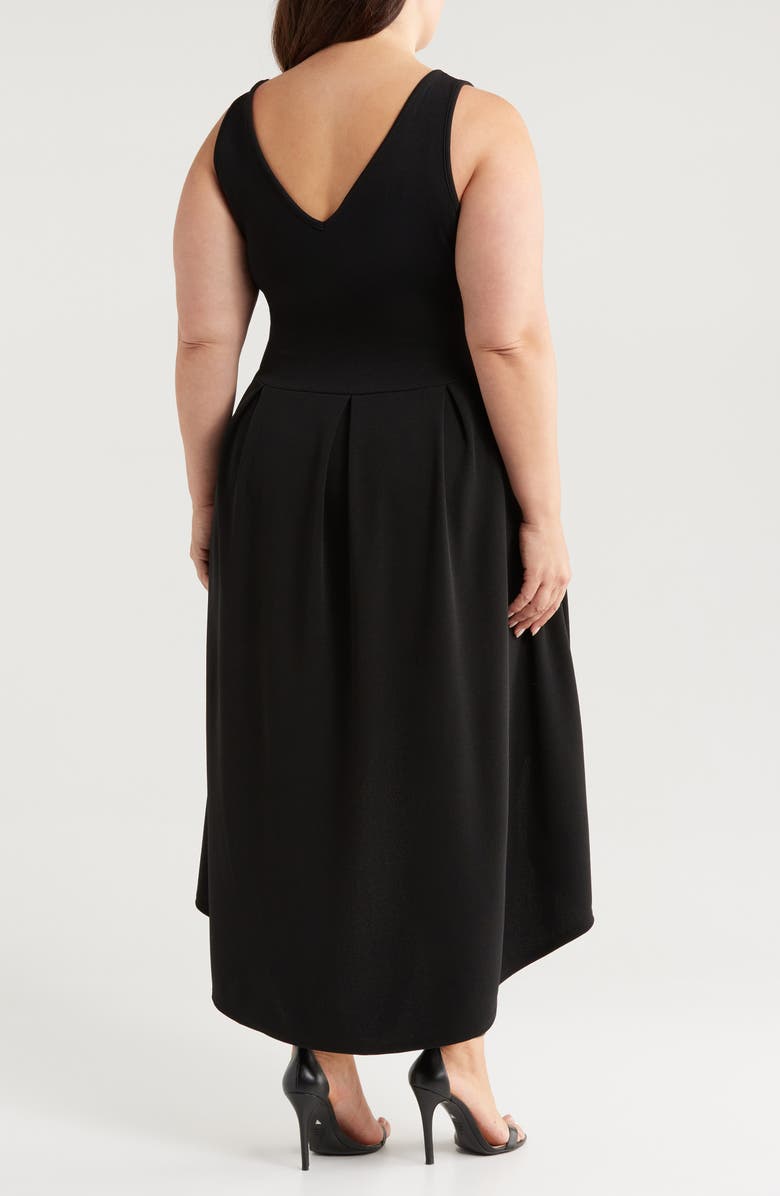 24seven Comfort Apparel Party Stretch High-Low Dress, Alternate, color, Black