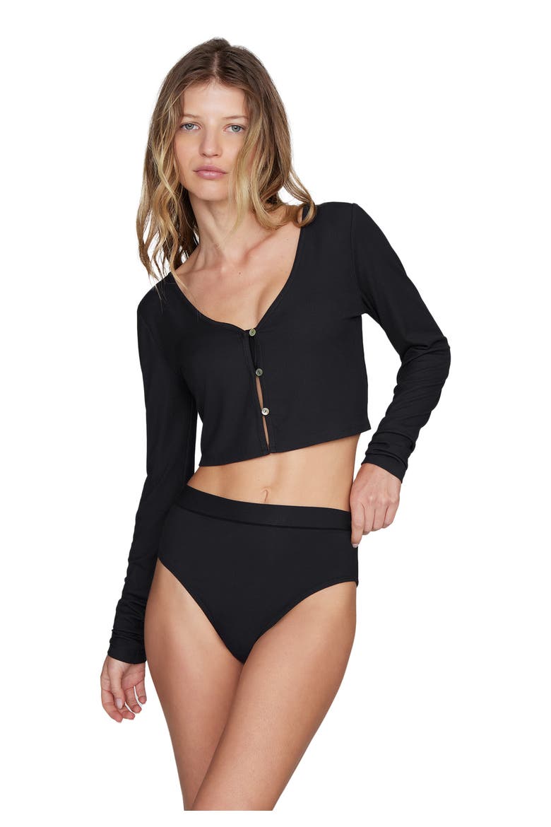 The Cropped Cardigan, Main, color, BLACK