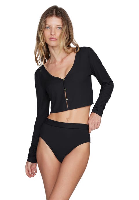 The Cropped Cardigan (Modal Silk Rib)