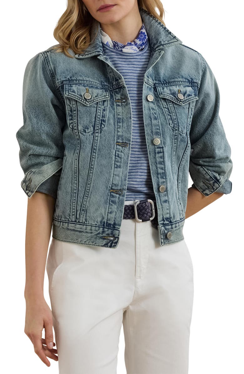 Lauren Ralph Lauren Denim Trucker Jacket, Main, color, 