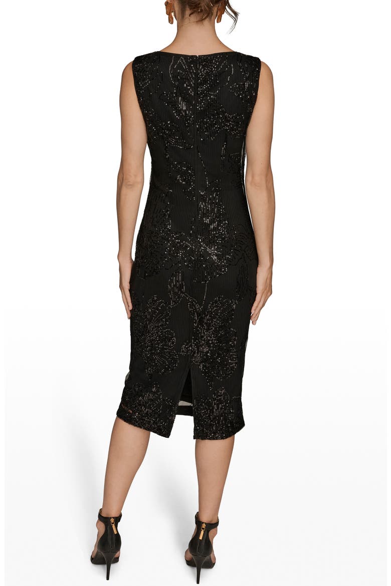 Sequin Mesh Midi Dress, Alternate, color, BLACK