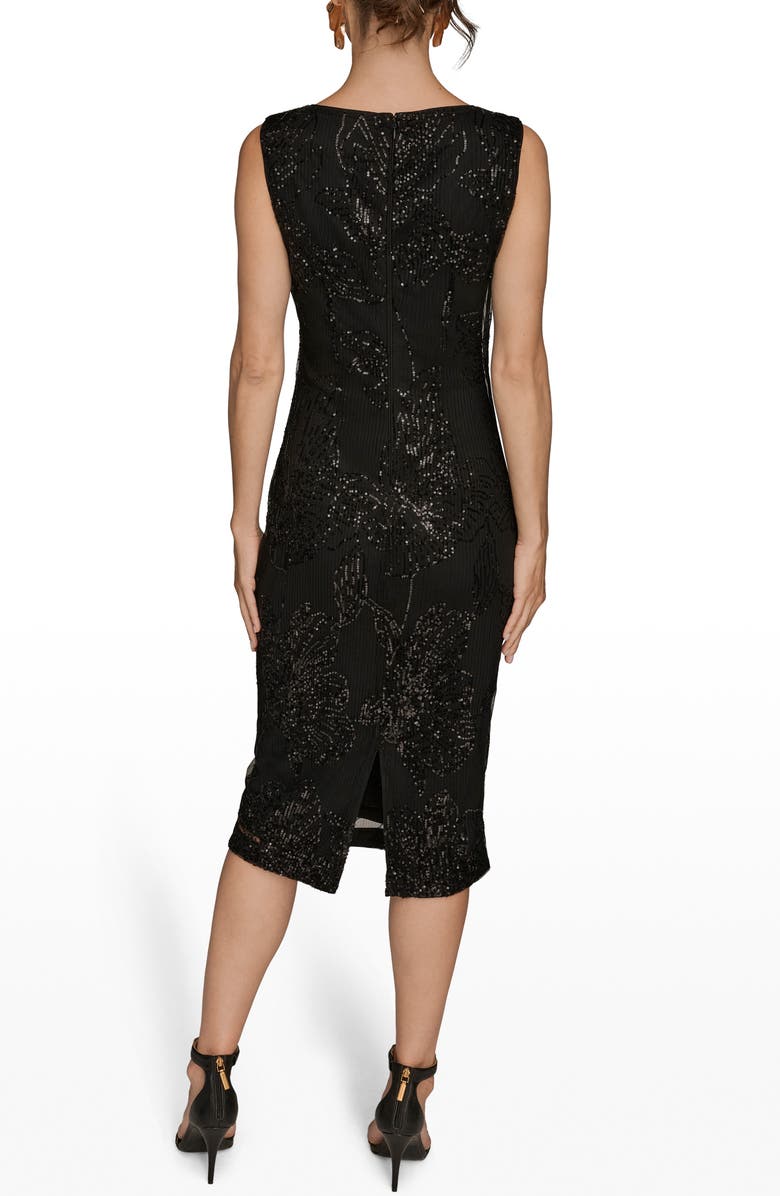 Donna Karan New York Sequin Mesh Midi Dress, Alternate, color, Black