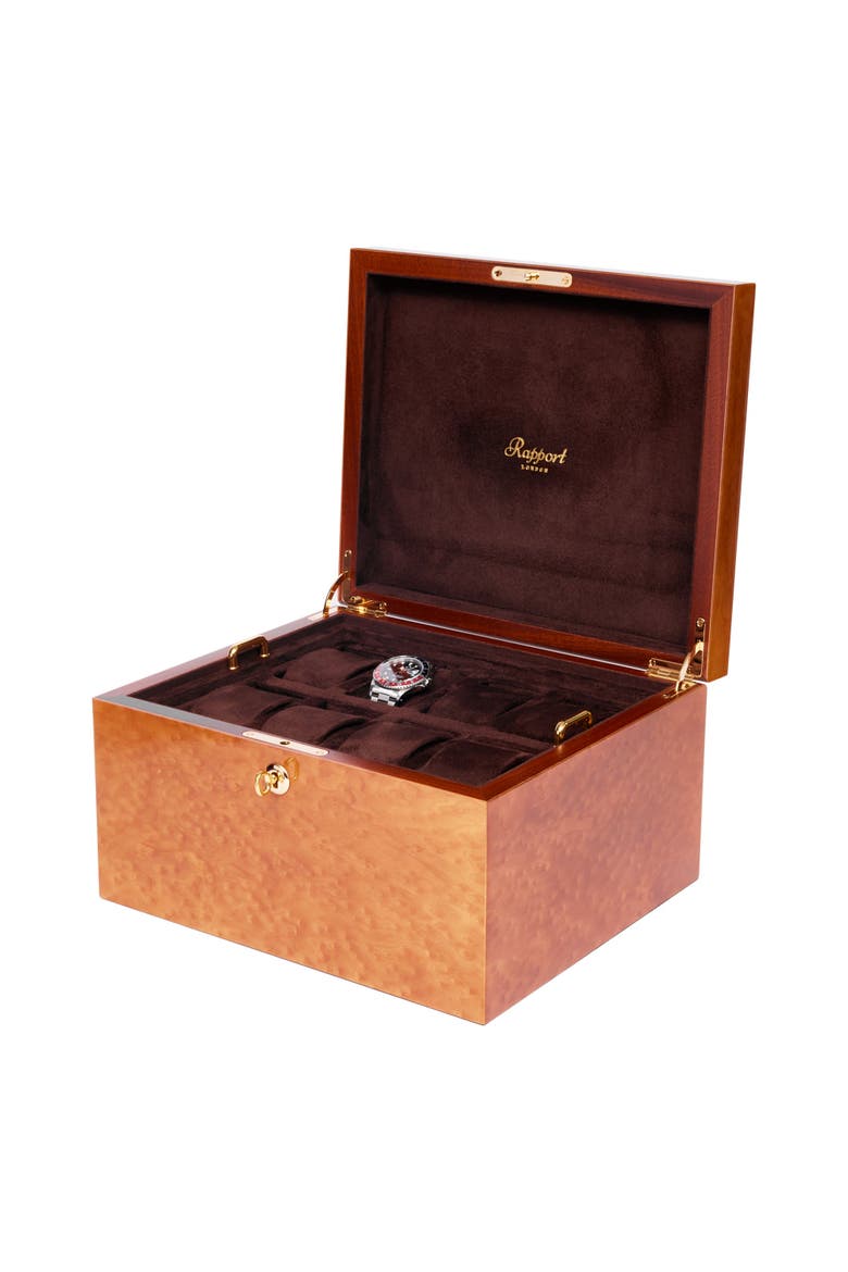 HERITAGE SIXTEEN WATCH BOX, Alternate, color, Burr Walnut