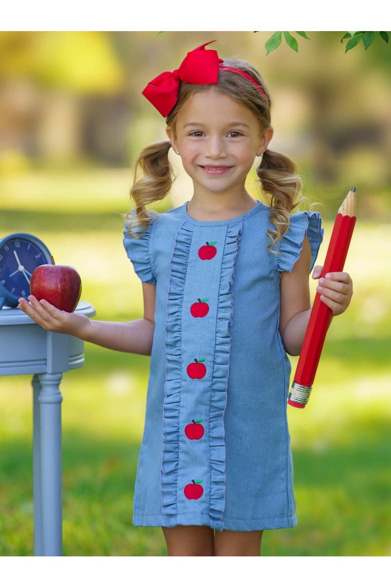 A is For Apple Denim Dress, Alternate, color, Blue