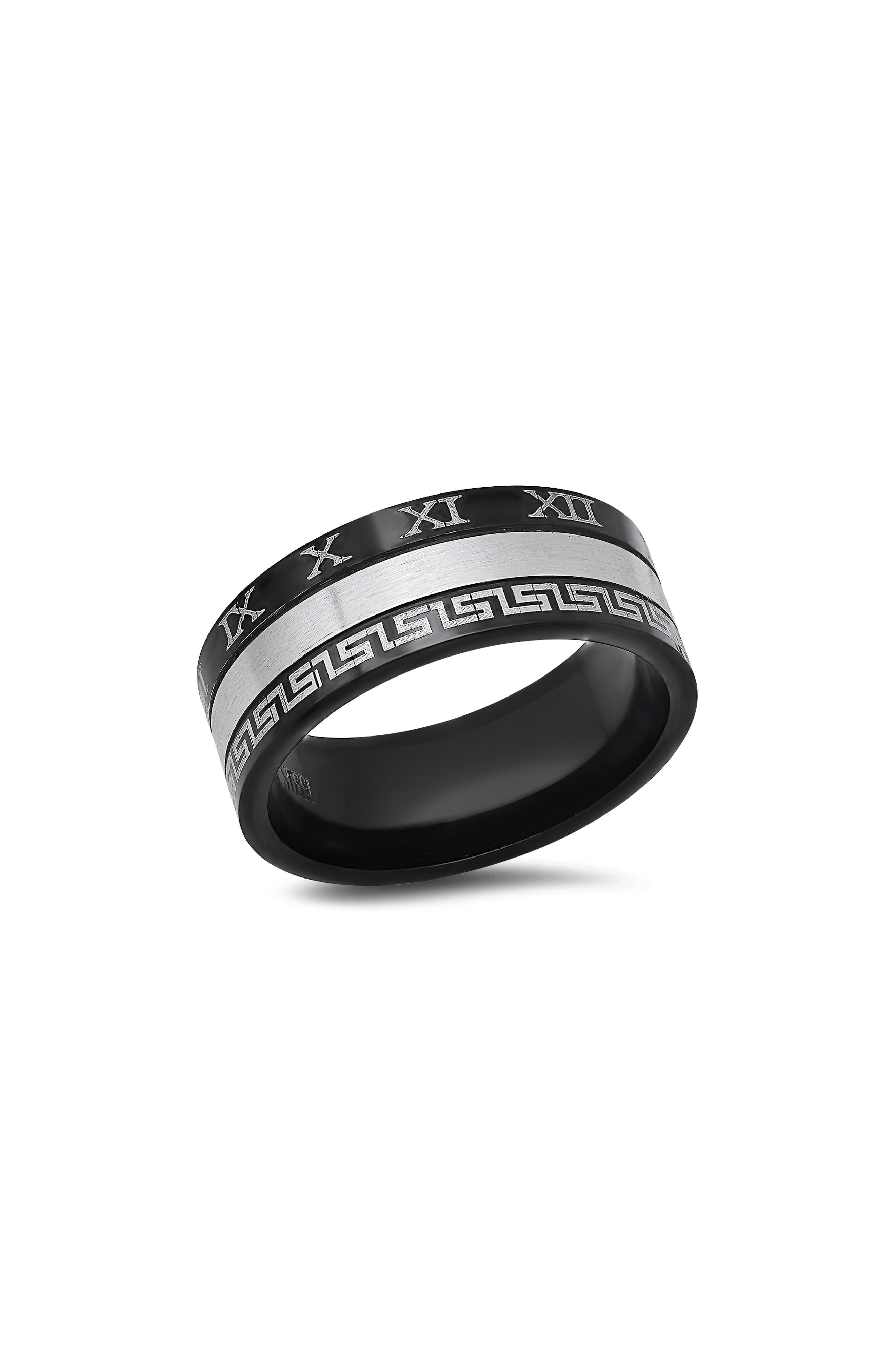 HMY JEWELRY Men's Etched Two-Tone Ring