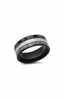 HMY JEWELRY Men's Etched Two-Tone Ring