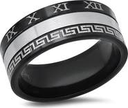 HMY JEWELRY Men's Etched Two-Tone Ring