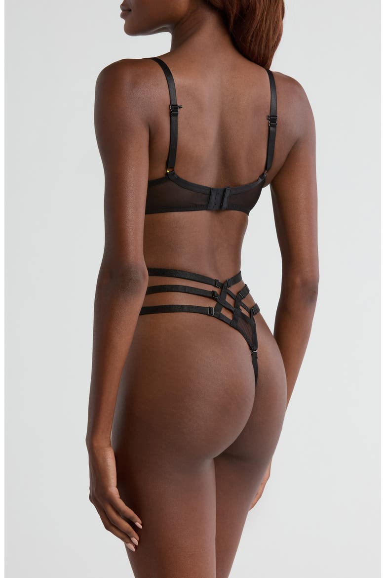 Underwire Lace & Mesh Teddy, Alternate, color, BLACK