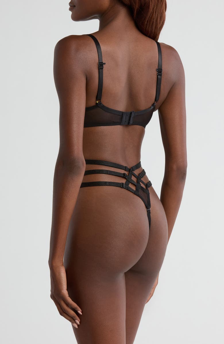 Coquette Underwire Lace & Mesh Teddy, Alternate, color, Black