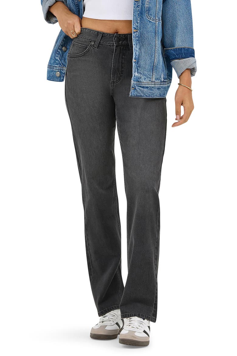 Rider High Waist Straight Leg Jeans, Main, color, NIGHT RAYS