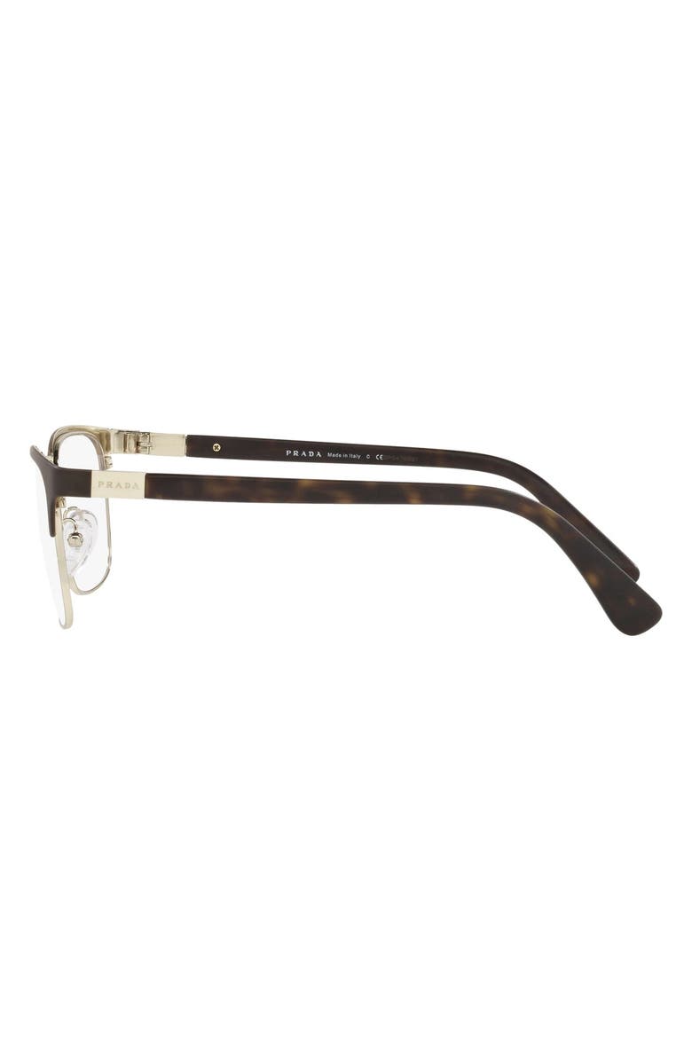 Prada 55m Rectangle Optical Glasses, Alternate, color, Matte Pale Gold