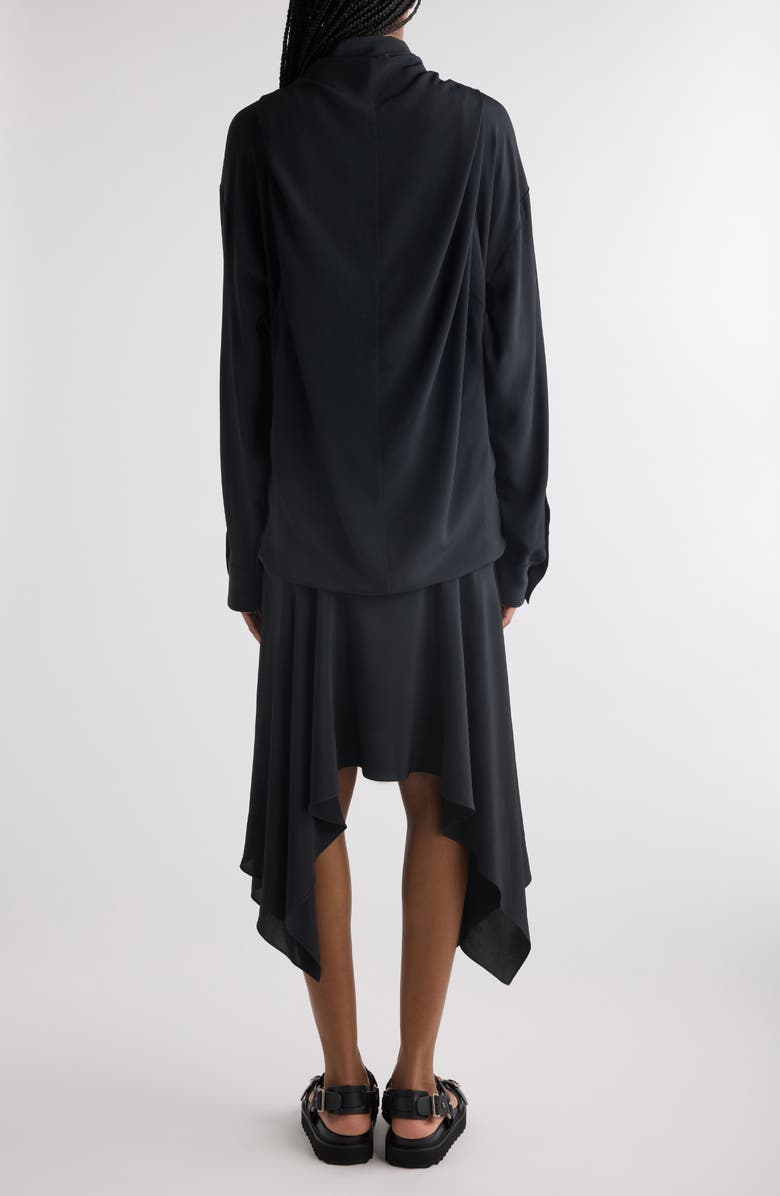 Acne Studios Delouse Long Sleeve Shirtdress with Removable Scarf, Alternate, color, Black