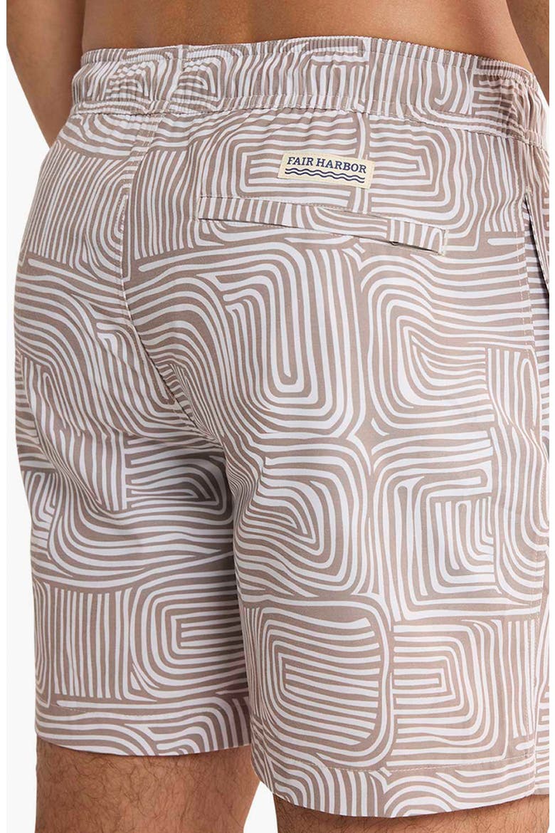 The Bayberry Medallion Print Water Repellent Swim Trunks, Alternate, color, WAVY SANDS