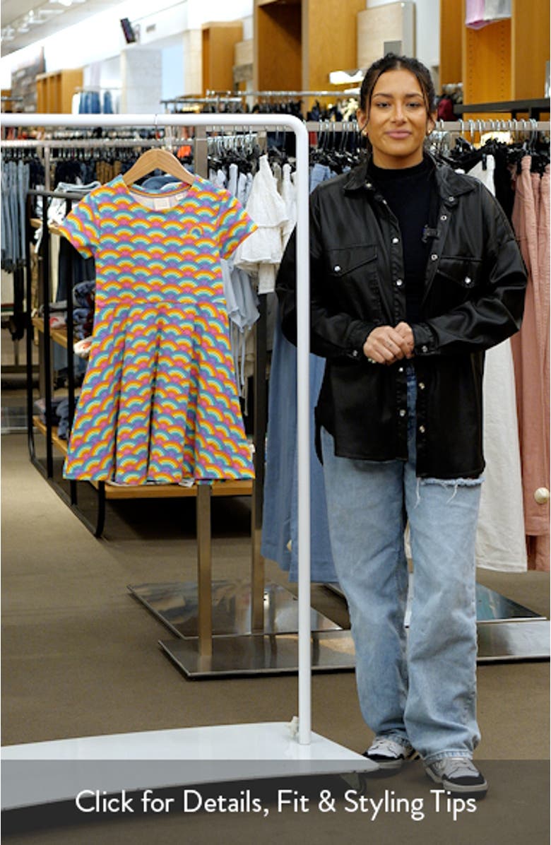 Kids' Graphic Print Cotton Blend Skater Dress, sales video thumbnail