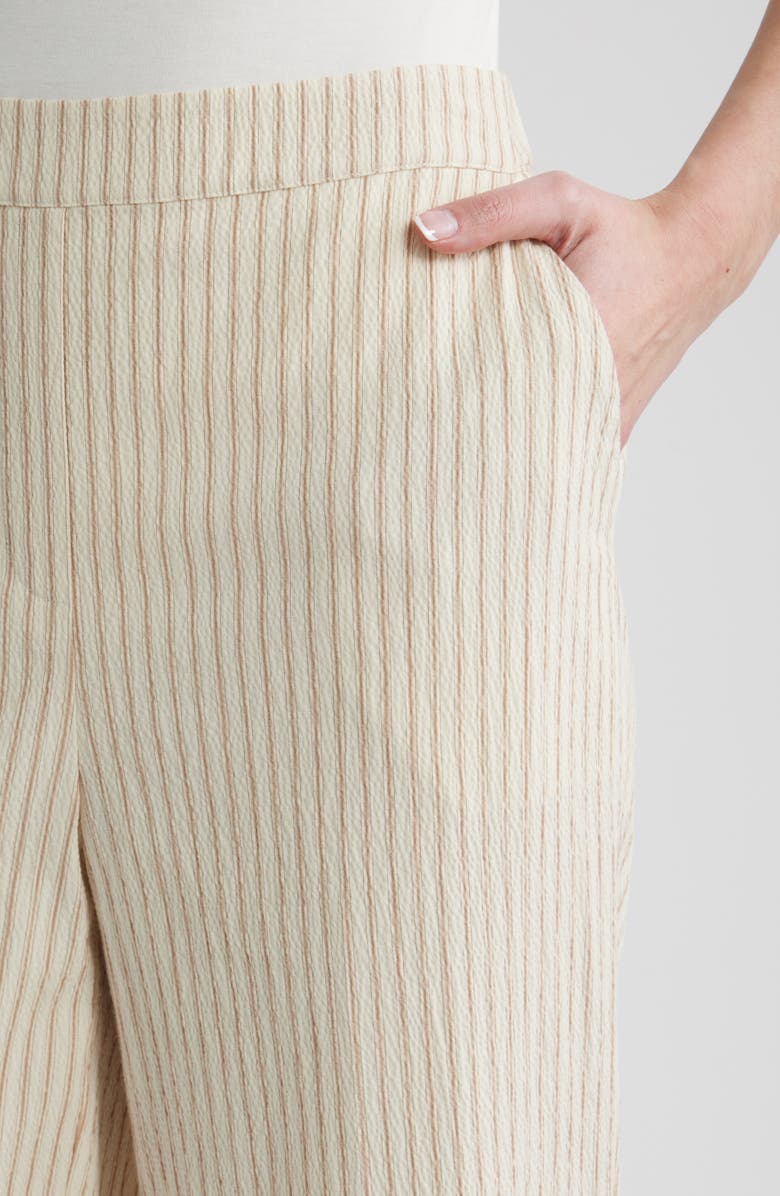 Bernardo Pinstripe Crop Pull-On Pants, Alternate, color, Ivory/ Gold Oak Stripe