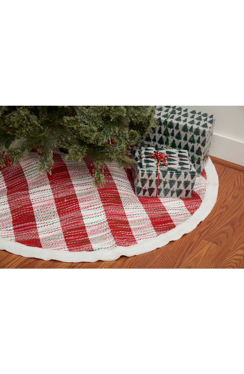 C&F Home Red & White Stripes Woven Mélange Christmas Tree Skirt 54", Alternate, color, Red