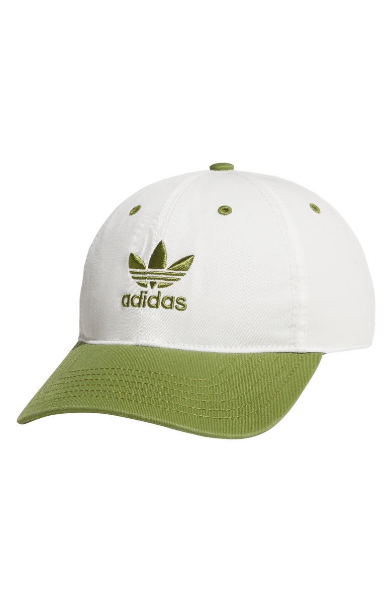 adidas Trefoil Embroidered Baseball Cap, Main, color, Off White/ Tech Olive