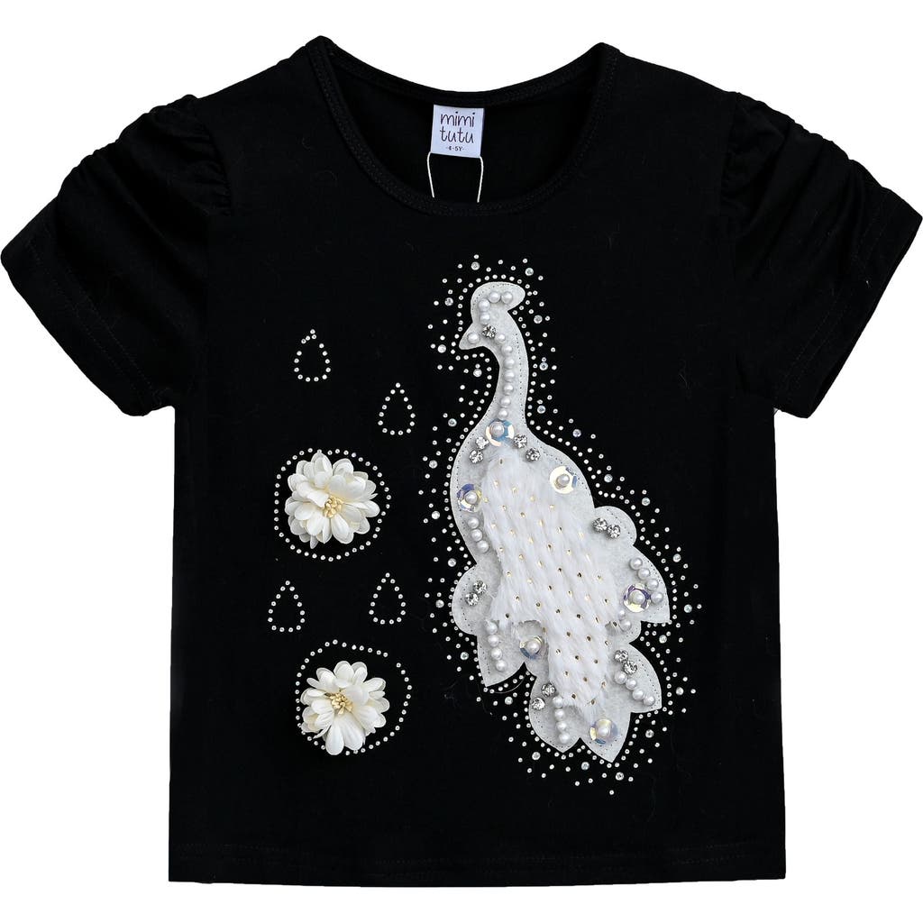 Mimi Tutu Peacock-appliqué T-shirt In Black