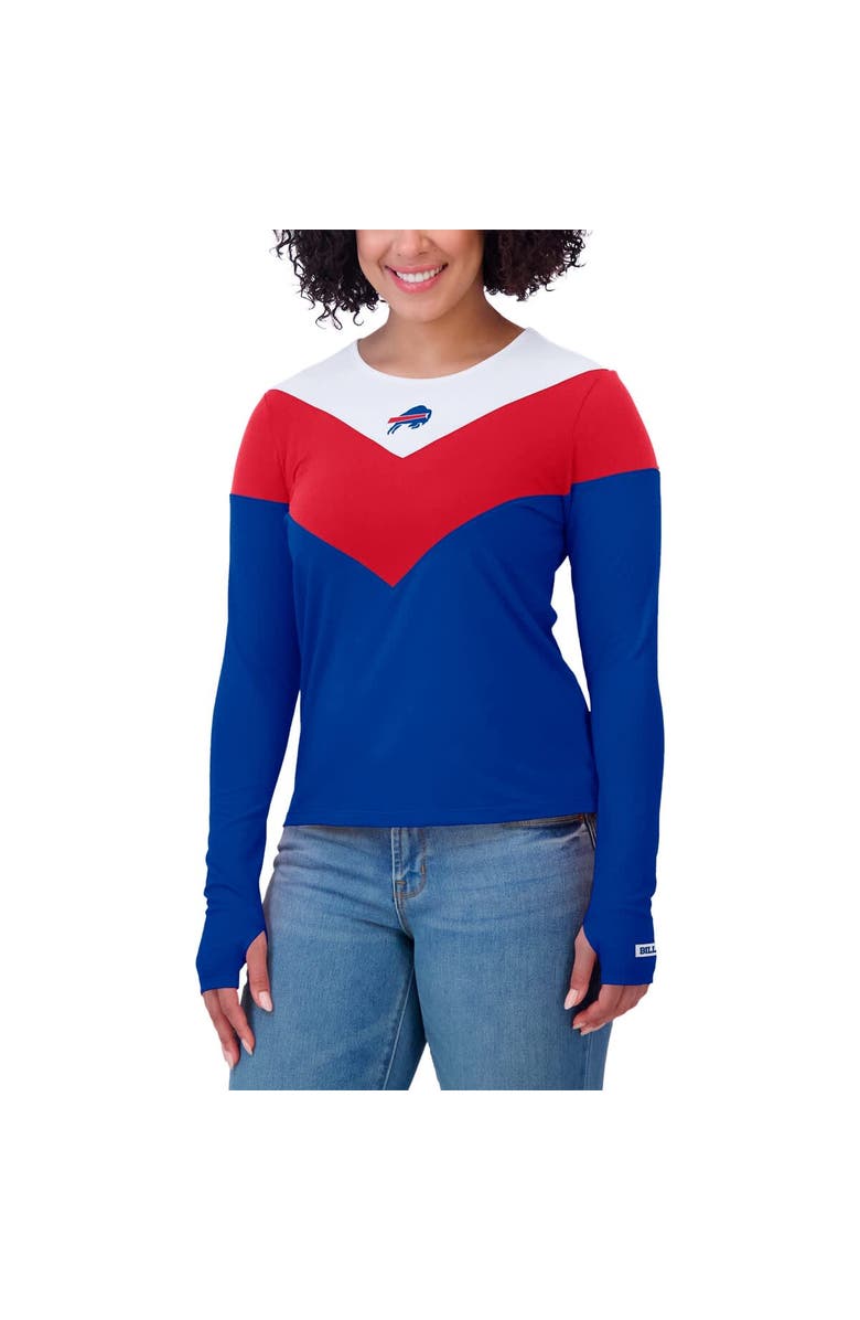 WEAR by Erin Andrews Women's WEAR by Erin Andrews Royal/Red Buffalo Bills Plus Size Chevron Tri-Blend Long Sleeve T-Shirt, Alternate, color,
