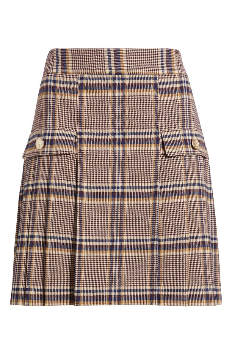 Tahari ASL Plaid Pleated Skirts, Alternate, color, Tan Plum