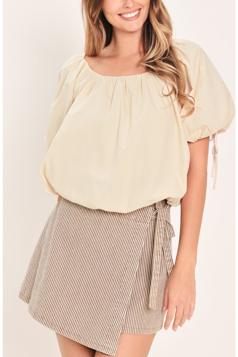 Puff Sleeve Cotton Top, Alternate, color, STONE