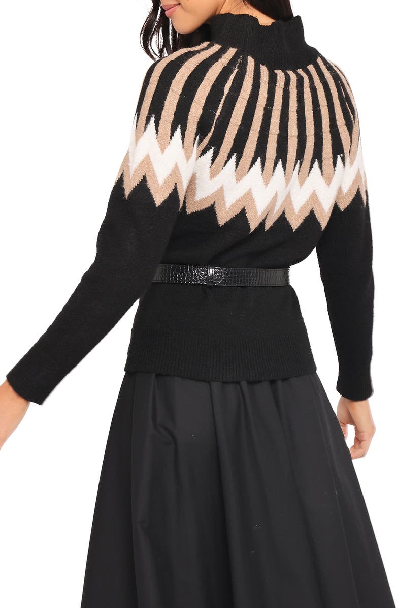 Petal & Pup Donner Fair Isle Mock Neck Sweater, Alternate, color, Black
