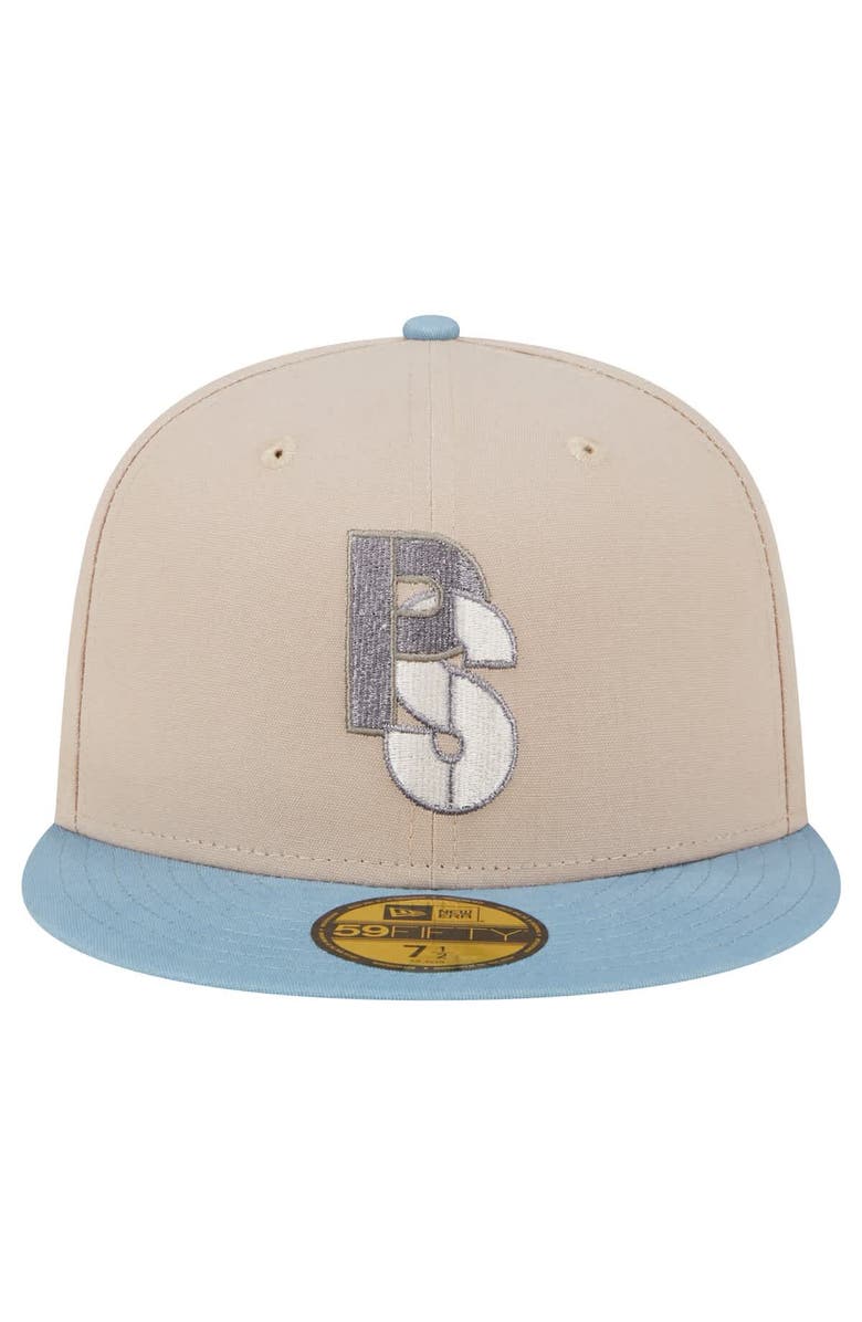 New Era Men's New Era Stone/Light Blue Pittsburgh Steelers City Originals Lifestyle Two-Tone 59FIFTY Fitted Hat, Alternate, color,