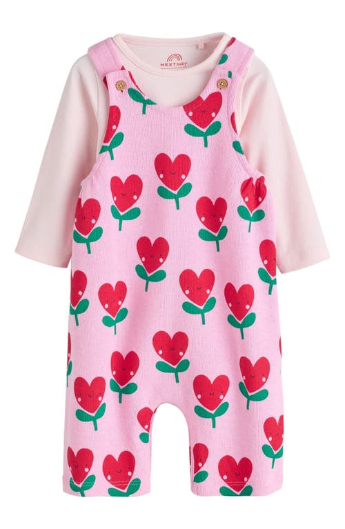 Next Flower Heart Overalls & Bodysuit Set In Multi