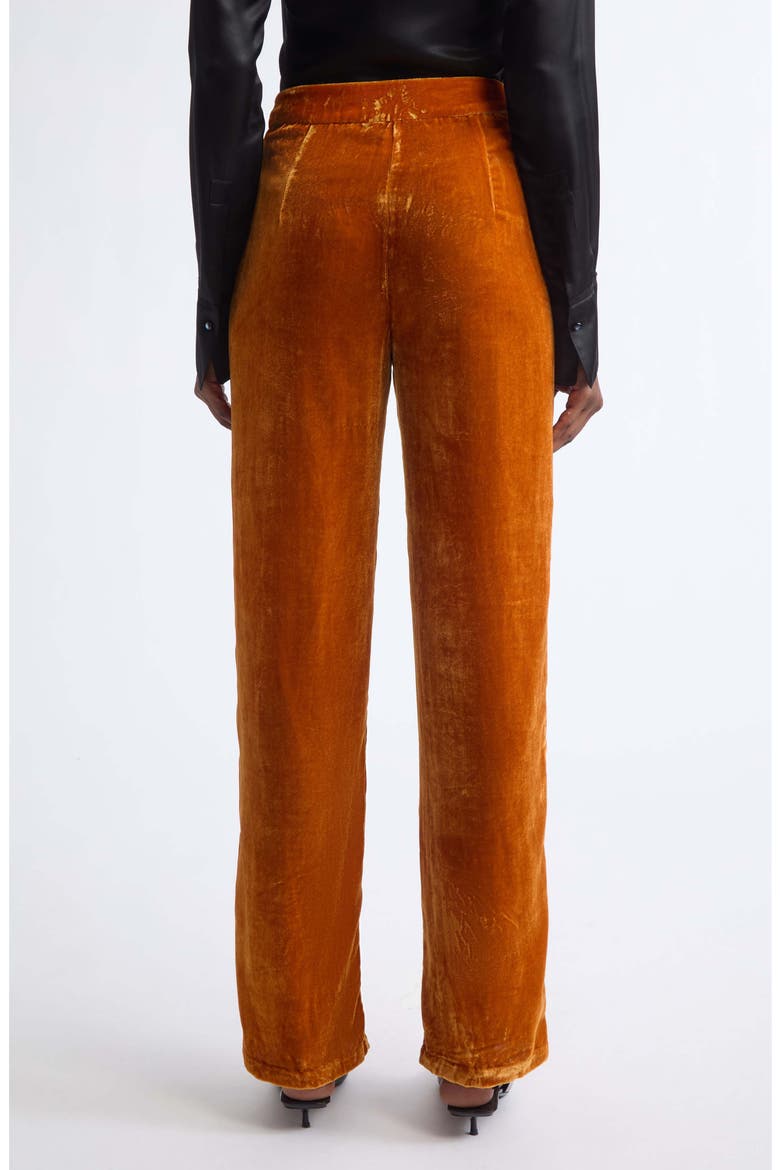 Silvia Silk Blend Velvet Trousers, Alternate, color, BURNT ORANGE